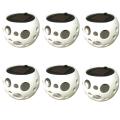 White Round Ceramic Solar Lights Pot with Bubble Cutouts (Set of 6)