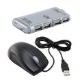 Ergonomic Optical Scroll Wheel Mouse/ 4-port LED USB Hub