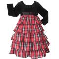 AnnLoren Boutique Girl's Black Velvet Layered Plaid Dress