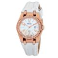 Pulsar Women's White Leather Strap Crystal-accented Watch