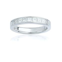 14k White Gold Women's 1ct TDW EGL Certified Diamond 9-stone Wedding Band (G-H, SI3-I1)