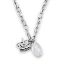 Stainless Steel Crown and Crystal Necklace