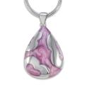 Stainless Steel and Pink Resin Teardrop Necklace