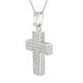 Details on 3d Graffiti Pieces Sterling Silver 1/2ct TDW Diamond 3D Cross Necklace (I-J, I2-I3)