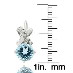 Sterling Silver Blue Topaz and Diamond Accent XO Drop Earrings