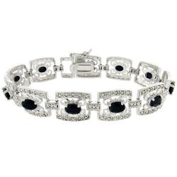 Sterling Silver Sapphire and Diamond Accent Filigree Bracelet