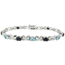 Sterling Silver Sapphire and Blue Topaz XOXO Bracelet