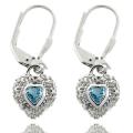 Sterling Silver Blue Topaz and Diamond Accent Heart Earrings
