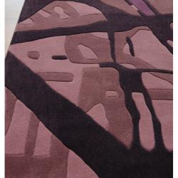 Handmade Alexa Pino Ice Glacier Pattern Plum/ Purple Rug (5' x 8')