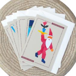 Set of 6 Corn Husk and Recycled Paper Santa Greeting Cards (Nicaragua)