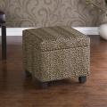 Leopard Faux Leather Storage Ottoman