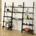 Black 3-piece Leaning Ladder Shelf with Laptop Desk