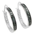 Sterling Silver 2/5ct TDW Blue Diamond Hoop Earrings