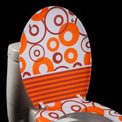 Orange Circles Designer Melamine Toilet Seat Cover