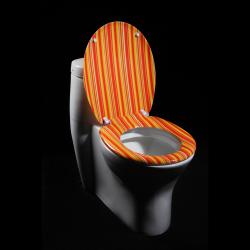 Orange Cabana Stripe Designer Melamine Toilet Seat