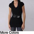 Ci Sono by Adi Junior's Cowl Neck Belted Tunic Sweater