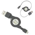 SKQUE 3-foot Retractable Micro USB Black Cable