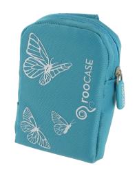 rooCase Blue Butterfly Nylon Carrying Case for Samsung HMX-U10 Camcorder