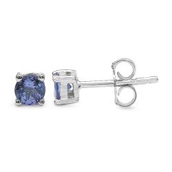 Sterling Silver Round Tanzanite Stud Earrings