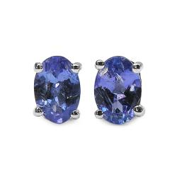 Sterling Silver Oval Tanzanite Stud Earrings