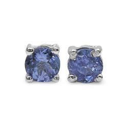 Sterling Silver Round Tanzanite Stud Earrings