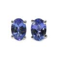 Sterling Silver Oval Tanzanite Stud Earrings