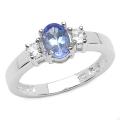 Sterling Silver Tanzanite and White Topaz Ring