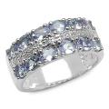 Sterling Silver Tanzanite and White Topaz Ring