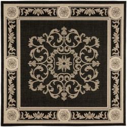 Indoor/ Outdoor Sunny Black/ Sand Rug (7'10 Square)