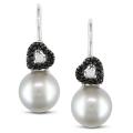 Silver Grey Freshwater Pearl and 1/6ct TDW Diamond Earrings (G-H, I2-I3)