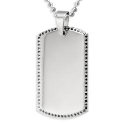 Stainless Steel Black Edge Dog Tag Necklace