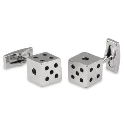Stainless Steel Black Cubic Zirconia Dice Cuff Links