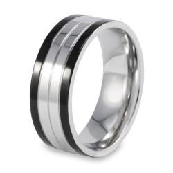 Stainless Steel Polished Black Edge Ring