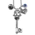 Silvertone Multi Charm Silver Key Necklace