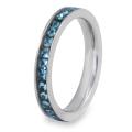 Stainless Steel Polished Teal Cubic Zirconia Band Ring