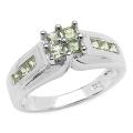 Sterling Silver Square-cut Green Sapphire Ring