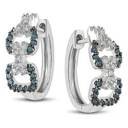 10k White Gold 1/3ct TDW Blue and White Diamond Earrings (G-H, I2-I3)