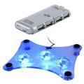 Transparent Laptop Cooling Fan/ 4-port LED USB 2.0 Hub