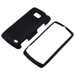 Black Rubber Coated Case/ Screen Protector for LG VS740 Ally