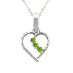 10k Gold Peridot August Birthstone Heart Necklace