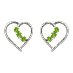 10k Gold August Birthstone Peridot Heart Earrings