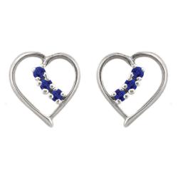 10k Gold September Birthstone Created Sapphire Heart Designer Earrings
