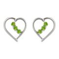 10k Gold August Birthstone Peridot Heart Earrings