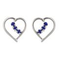 10k Gold September Birthstone Created Sapphire Heart Designer Earrings