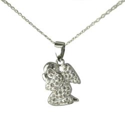 Sterling Silver Crystal Praying Angel Necklace