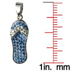 Sterling Silver Blue Crystal Flip Flop Necklace