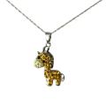 Sterling Silver Brown Crystal Pony Necklace