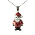 Sterling Silver Crystal Santa Clause Necklace