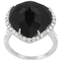 Tressa Sterling Silver Black CZ Heart Ring