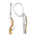 10k White Gold Citrine and 1/4ct TDW Champagne Diamond Journey Earrings